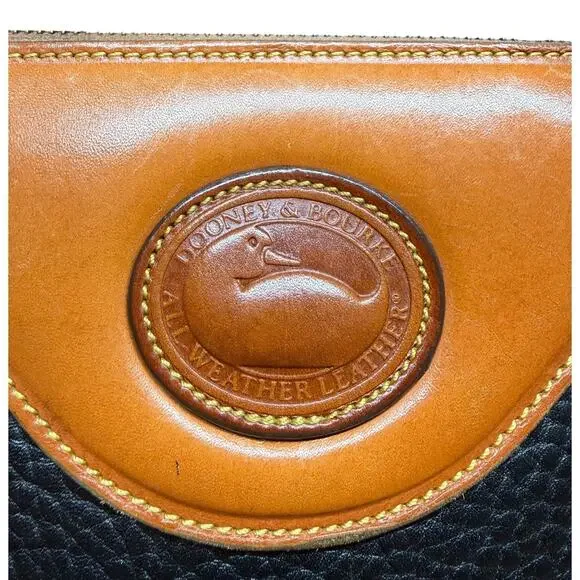Vtg DOONEY & BOURKE Barrel AWL Black Tan Satchel Crossbody Shoulder Bag USA 80's